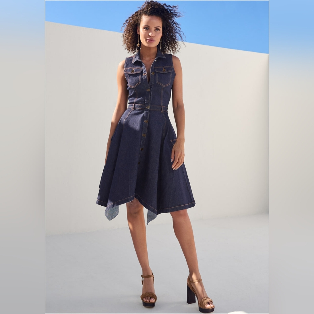 Dark Wash Denim Flare Dress Size 2